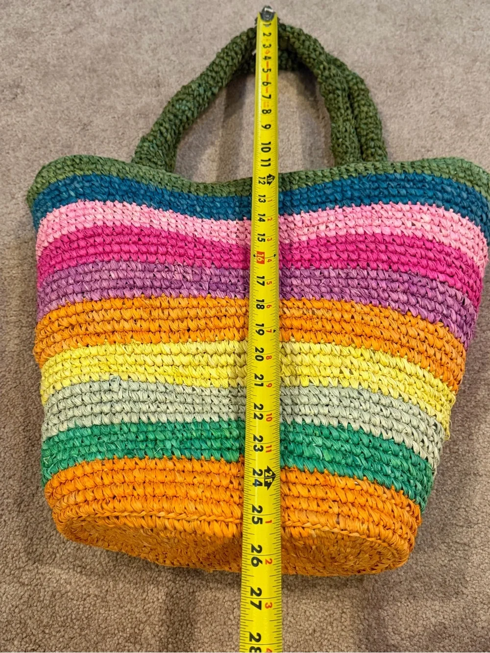 New anthropologie sunshine tienda Bermuda pool tote bag rainbow straw stripe